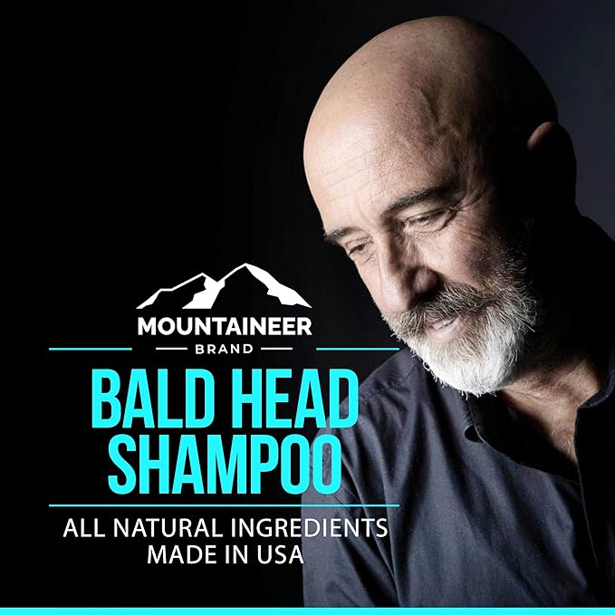Mountaineer Brand Bald Head Shampoo for Men | All Natural Moisturizing/Hydrating Shaving Soap and Face Cleanser | For Daily Head/Scalp Care and Wash | Cleanse | Refreshing Natural Scent 4oz-Velvo Beauty