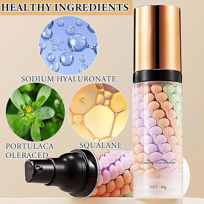 2 Pcs One Step Color Corrector,Natural Isolation Cream,Face Primer Makeup Tricolor Tinted Moisturizer,Oil Control & Moisturizing Skin Tone Correcting and Brightening Primer Concealer Foundation-Velvo Beauty