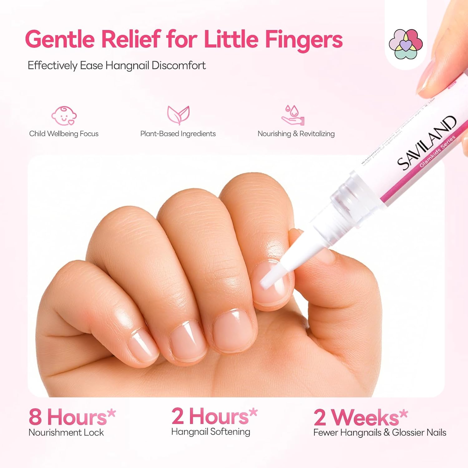 SAVILAND Cuticle Oil Pen for Kids: Plant-Based Nail Oil Pen 8-Hour Long-Lasting Nourishment 2-Hour Soften Tough Hangnails Child-friendly Cuticle Oil for Nails Gentle Nail Care for Kids 3-8 (Glamkids)-Velvo Beauty