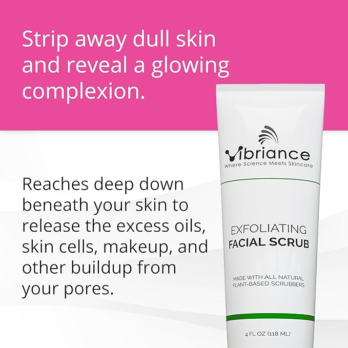 Vibriance Ultra-Gentle Face Scrub, 4 fl oz - Exfoliating Facial Wash Unclogs Pores - Sulfate and Paraben-Free Exfoliator For All Skin Types - Made with Natural Ingredients-Velvo Beauty