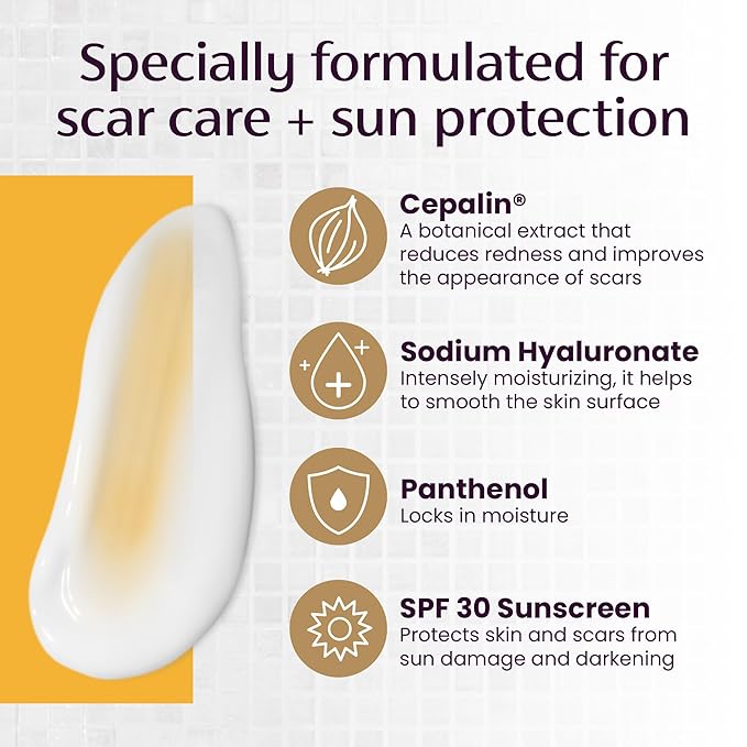 Mederma Scar Cream Plus SPF 30 - Advanced Scar Treatment, Protects from Sun Damage, Reduces Appearance of Scars from Acne, Burns, Surgery & Injury, 0.7 oz-Velvo Beauty