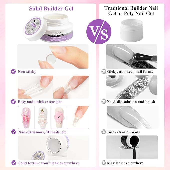MIZHSE Solid Builder Gel for Nails, 60g Large Capacity Clear 3D Sculpting Gel for Nails Hard Gels Non-Sticky Hand Carving U V/LED Extension Gels with 3D Mold Nail Art Salon Home DIY-Velvo Beauty