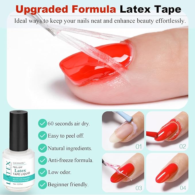 Gel Nail Polish Remover, Gel Remover Kit with Liquid Latex for Nails, No Need to Wrap or Soak, Removes Nail Polish in 2-5 Minutes, Acetone Free, Not Damage to Nails, with Manicure Tools-Velvo Beauty