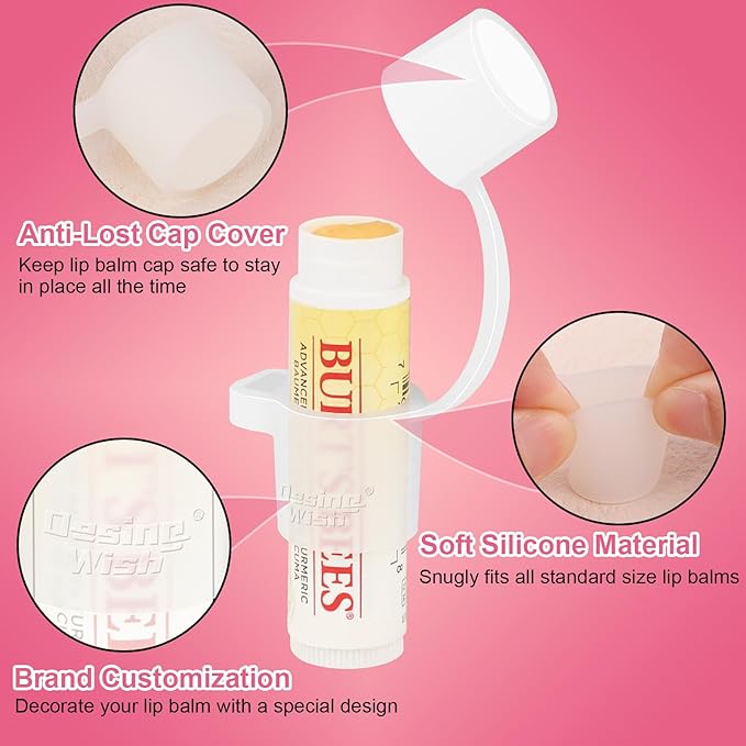 Desing Wish Silicone Lip Balm Holder with Cap Cover Portable Chapstick Holder Keychain Sleeve Lip Balm Key Chain with Key Ring and Neck Strap Lanyard - Transparent-Velvo Beauty
