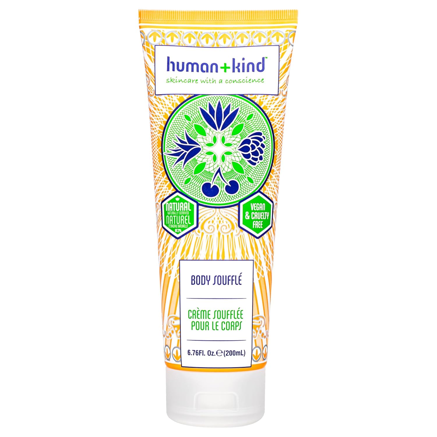 Human+Kind Body Souffle - Light, Fluffy Skin Conditioner for Hydrating and Smoothing Dry Skin - Natural, Vegan Formula with Shea Butter and Apricot Kernel Oil - Light, Fresh Fragrance - 6.76 oz-Velvo Beauty