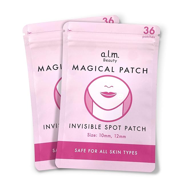 a.l.m. Magical Patch (2) Hydrocolloid pimple patches. These ultra thin & translucent hydrocolloid adhesive covers and absorb unwanted pimples. Parches Para Acne for skincare.-Velvo Beauty