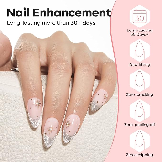 modelones Builder Nail Gel, 8-in-One Barely Pink Builder, Sheer Pink Rubber Base Gel Polish, LED Lamp Cured Color Base Hardener Strengthener Apex Building Extension for Girls DIY Salon Home-Velvo Beauty