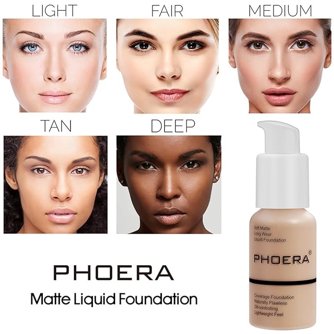 PHOERA Foundation Full Coverage,and Medium Coverage 2024 New PHOERA Foundation Makeup for Mature Skin, Lightweight Wrinkles Matte Natural Finish for a Flawless Complexion(101+N01/Porcelain+Porcelain)-Velvo Beauty