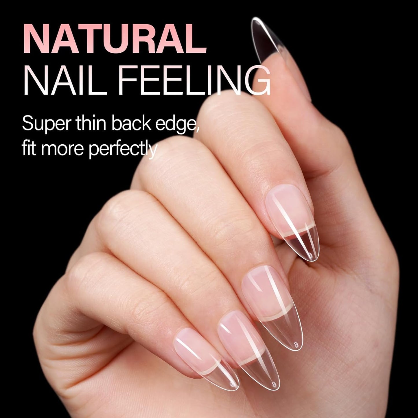 AILLSA Medium Almond Nail Tips Pre-Shaped Acrylic Nails Tips Half Matte Full Cover Tips Clear Gelly Press on Flase Nail Tips for Extension Nail Manicure Home DIY 216PCS 12Sizes-Velvo Beauty