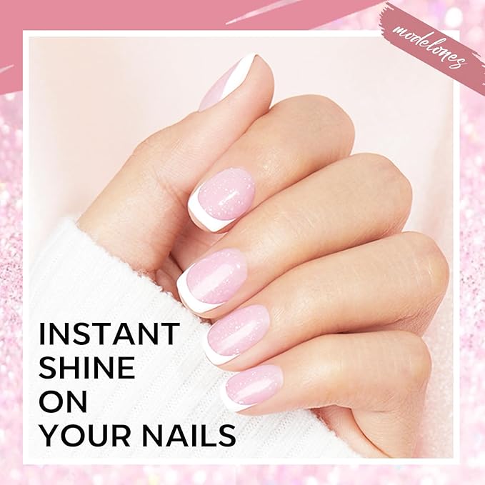 modelones Builder Nail Gel, 8-in-One Nude Pink Glitter Builder, Rainbow Iridescent Shimmer Nail Gel Polish, Jelly Pink Sparkle LED Lamp Cured Hard Rubber Color Base for Home DIY Salon Girls-Velvo Beauty