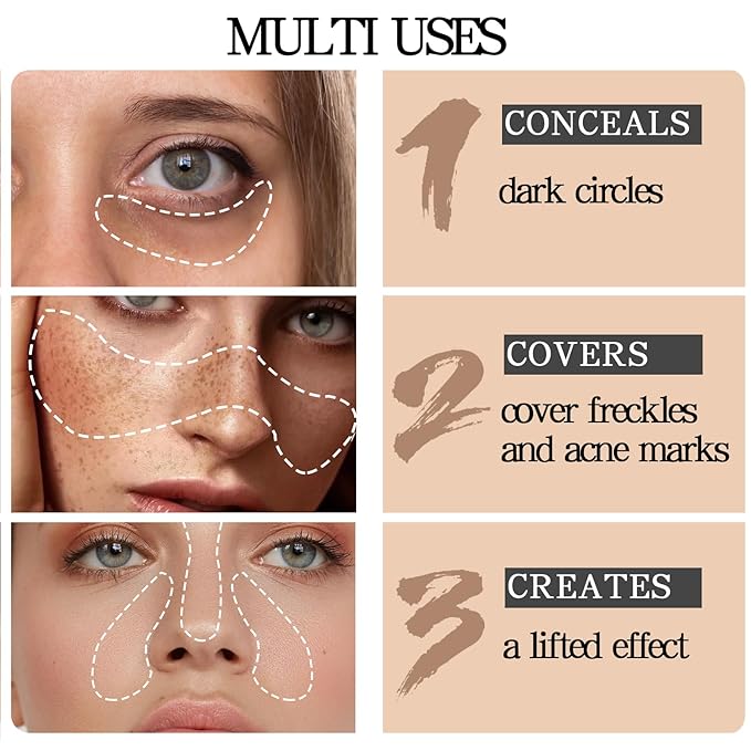 6 Colors Concealer Palette with Brush,Full Coverage,Cream Contouring Makeup Kit,Corrects Dark Circles Red Marks Scars-Velvo Beauty