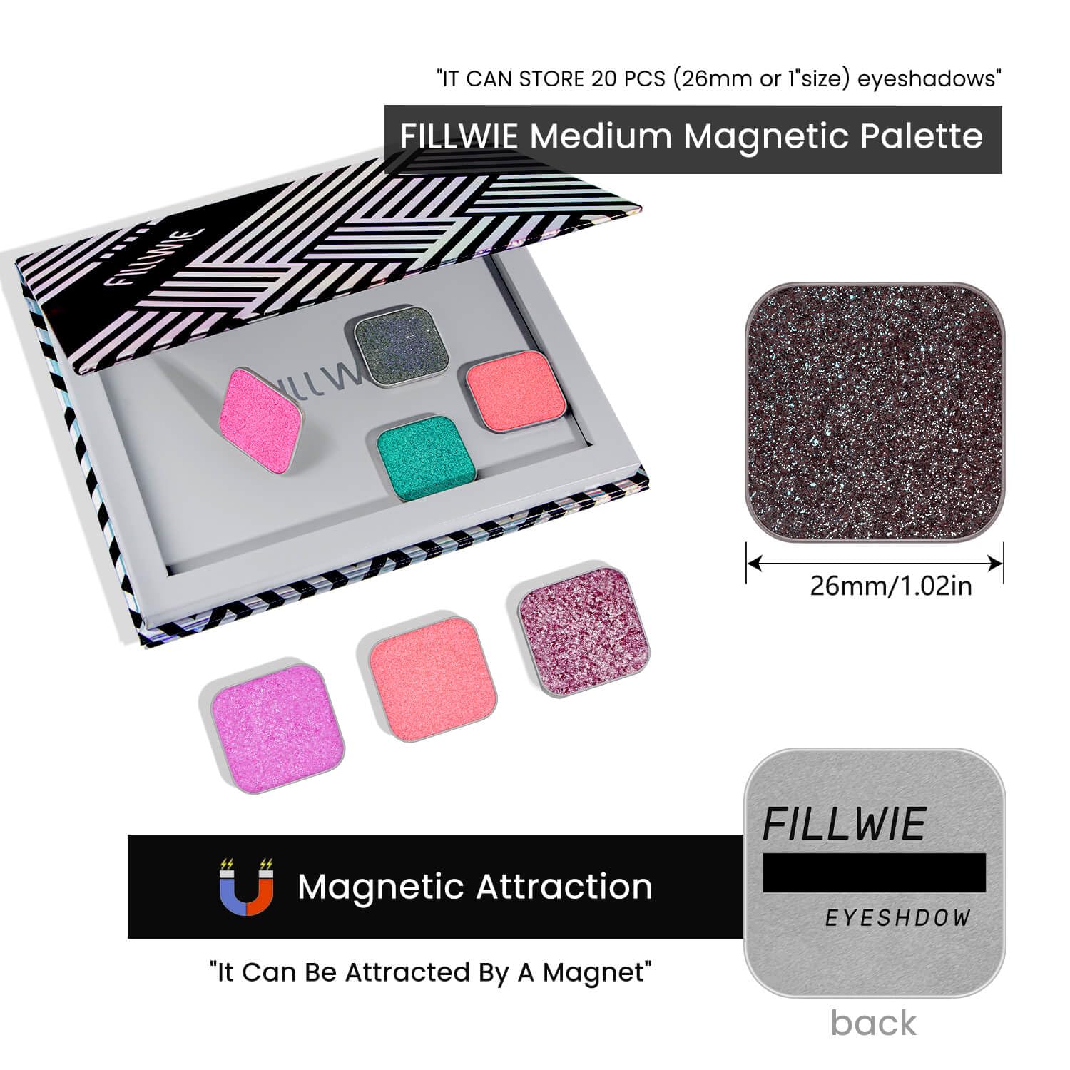 Chameleon Single Eyeshadow, Iridescent Blue-Purple, Pressed Powde, Square Pan,High Pigment, Smudge-Proof, Smooth Blend,Long-Lasting,Fits Magnetic Palettes (Nebula)-Velvo Beauty