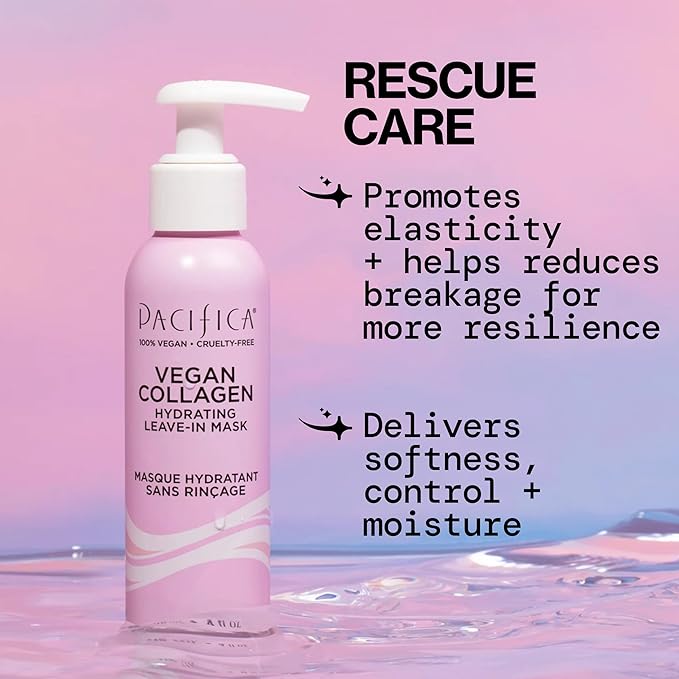Pacifica Vegan Collagen Leave-In Repair Hair Mask – Leave-In Conditioner Treatment for Dry Damaged Hair, Hydrating Hair Repair Mask to Strengthen, Reduce Breakage & Split Ends Vegan & Cruelty-Free 4oz-Velvo Beauty