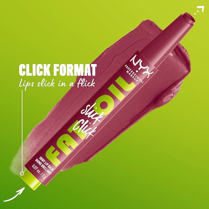 NYX PROFESSIONAL MAKEUP Fat Oil Slick Click, Lightweight, Buildable, Pigmented Vegan Lip Balm - Thats Major-Velvo Beauty