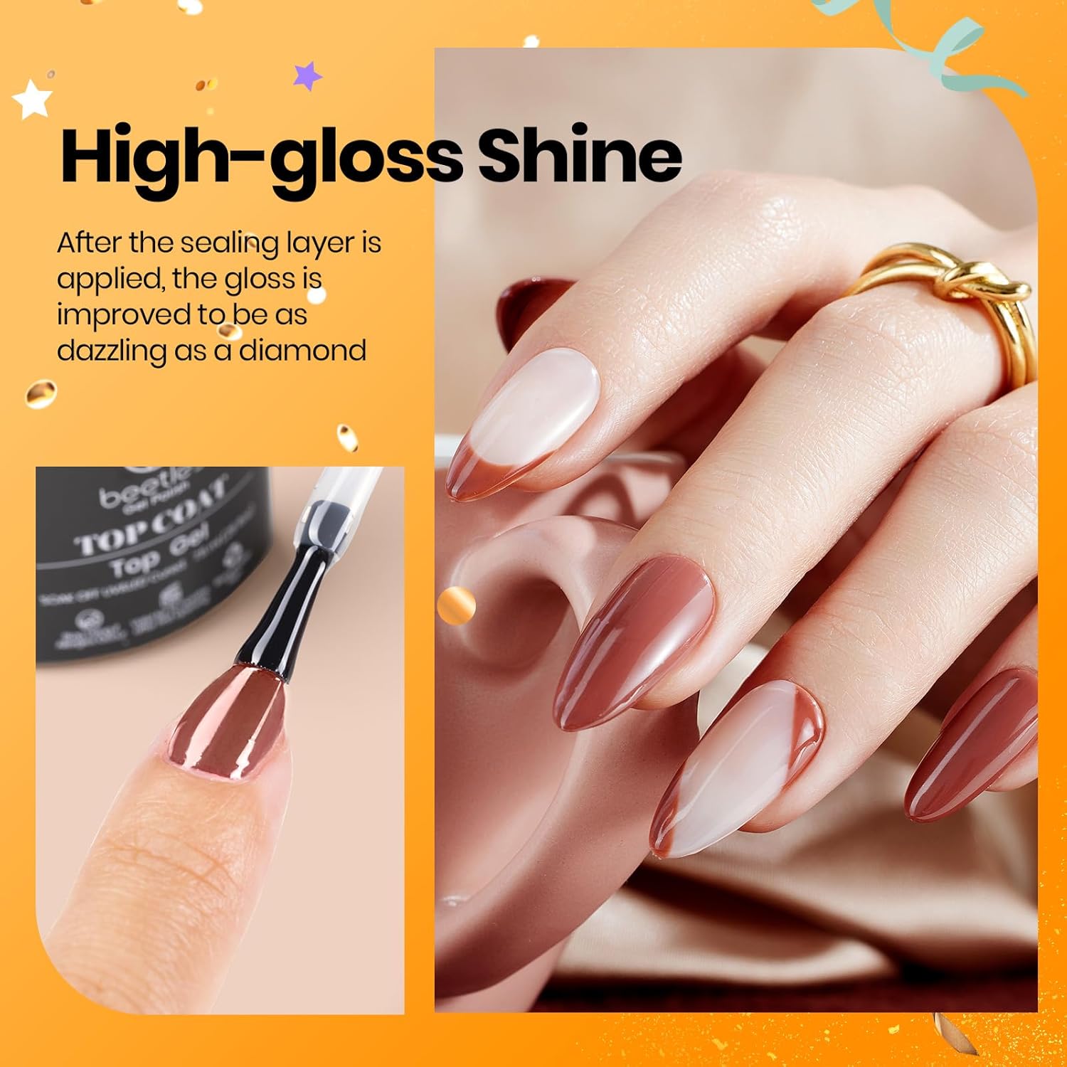 Beetles Top Coat Base Gel & Nail Glue Set-3Pcs No Wipe Top Coat Gel Nail Polish & Base Coat with 9 In 1 Nail Glue Shine Effect Long Lasting Soak Off Uv Light Lamp Diy Gift for Women & Girls-Velvo Beauty