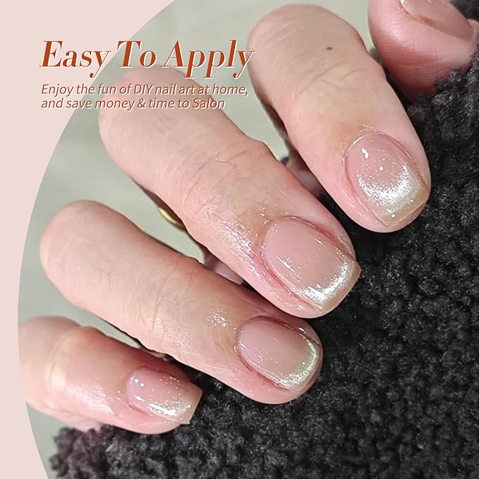 Born Pretty Gel Nail Polish Nude Pink Series,Jelly Transparent,Cat Magnetic Eye,Shimmer Glitter Holographic Nude Pink Gel Polish Kit for Salon Manicure and Nail Art DIY at Home 6Colors-Velvo Beauty