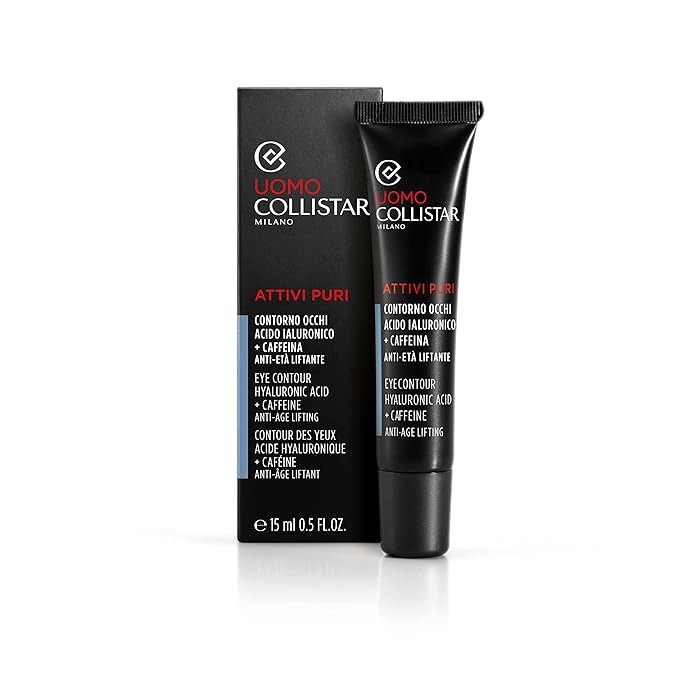 Collistar Uomo Attivi Puri Contorno Occhi Acido Ialuronico + Caffeina Anti-età Liftante, Eye Contour Hyaluronic Acid 15 ml, 0.5 Fl Oz Made in Italy [italian import]-Velvo Beauty