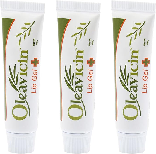 Lip Gel – Natural Cold Sore & Fever Blister Treatment with Organic Olive Leaf – Fast-Acting Relief – 1.3oz (3.8) - 3 Pack-Velvo Beauty