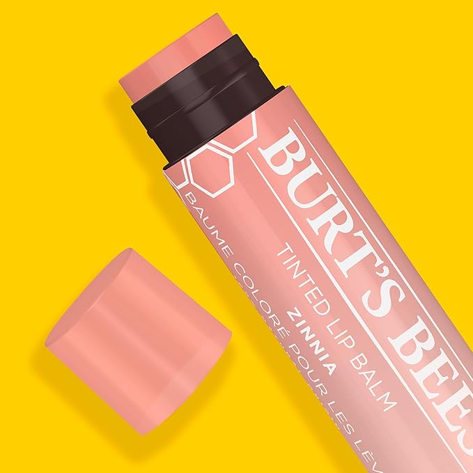 Burt's Bees Lip Tint Balm with Long Lasting 2 in 1 Duo Tinted Balm Formula, Color Infused with Deeply Hydrating Shea Butter for a Natural Looking Buildable Finish, Raspberry Zinnia (2-Pack)-Velvo Beauty