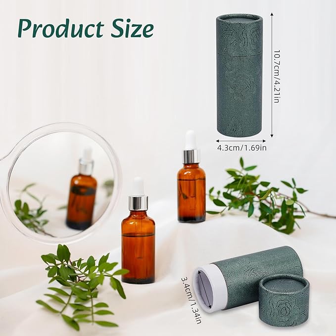 NICENEEDED 10 Pcs Empty Kraft Paper Jar, 30ml Cardboard Boxes, Essential Oil Bottle Packaging Box Round Paper Cardboard Case Gift Tube Container for Pencils Tea Caddy Coffee Cosmetic Crafts-Velvo Beauty