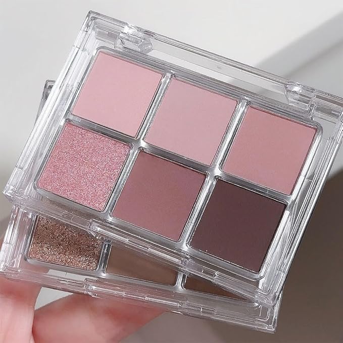 6 Colors Nude Pink Purple Matte Shimmer Eyeshadow Palette for Eye Makeup,High Pigmented Brown Eye Shadow Primers Powder Palet de sombras de ojos-Velvo Beauty