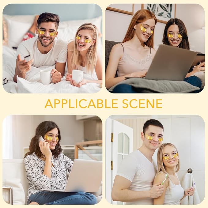 Under Eye Patches, Gold Eye Patches for Puffy Eyes and Dark Circles 24k Gold Under Eye Mask for Wrinkles Eye Bags for Women and Men Collagen Skincare Treatment (20pcs)-Velvo Beauty