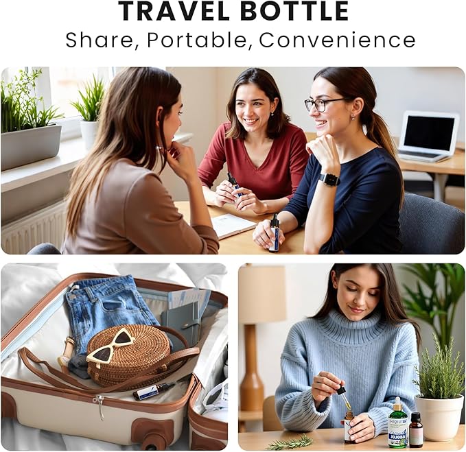 HIQILI Peppermint Essential Oil Add to Spray, Diffuser, Can Enjoy Air Freshening, Use in Kitchen, Bedroom, Office, Extra Free Travel Bottle - 3.38 Fl Oz/100 ML-Velvo Beauty