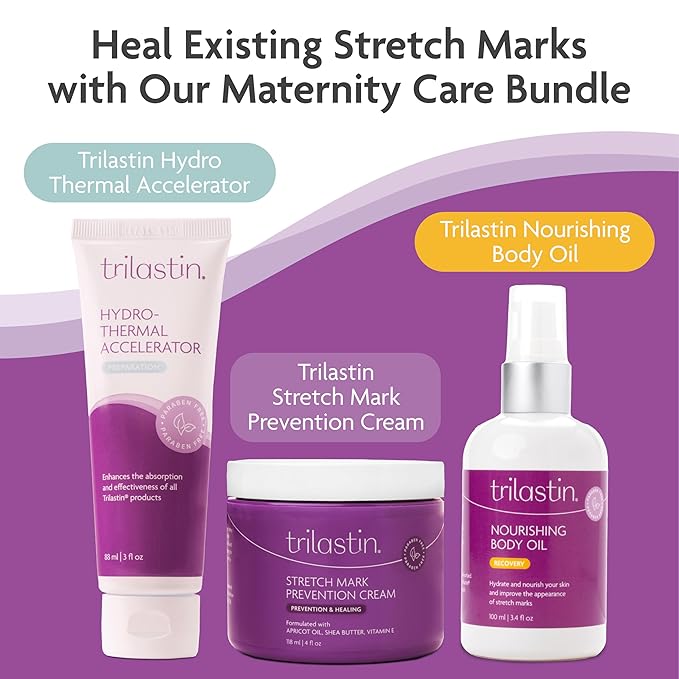 TriLASTIN Hydro-Thermal Accelerator - Moisturizer (3oz / 88ml) | Vitamin-Infused Skin Serum | Pregnancy and Postpartum Skin Care for Stretch Mark Prevention | Hypoallergenic and Paraben-Free Formula-Velvo Beauty