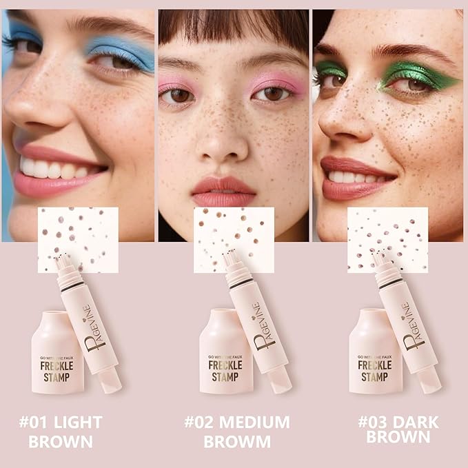 Freckle Stamp - Freckle Pen Waterproof, Long Lasting Fake Freckles,Quick Dry 5-Point Faux Freckles Stamp Cushion Stain Marker in One Press Natural and Lifelike Sunkissed Pencil Tool Makeup (#2-Medium)-Velvo Beauty