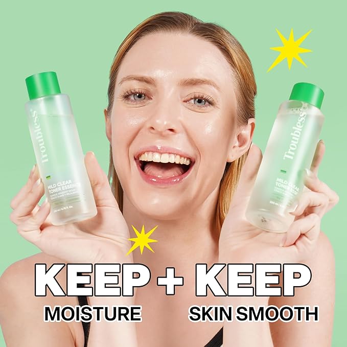 Troubless Mild Clear Toner Essence - Tea Tree Facial Toner for All Skin Types | Hydrating Skin Toner, Daily Skin Care (6.76 fl oz)-Velvo Beauty