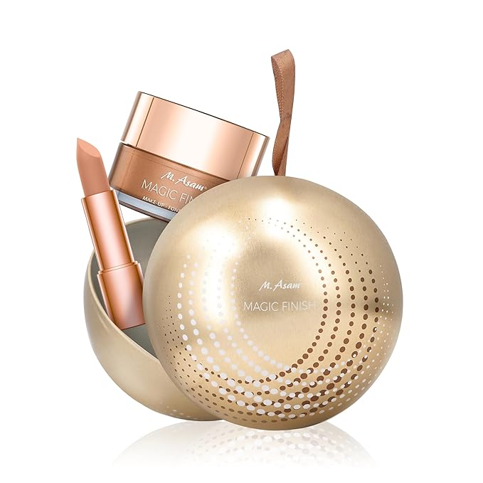 M. Asam MAGIC FINISH Duo Set – Make-Up Mousse (1.01 Fl Oz) & Lipstick Hazelnut Heaven (0.14 Oz), 4in1 Primer, Foundation, Concealer and Powder & Satin Lipstick in creamy-nutty Nude Shade-Velvo Beauty