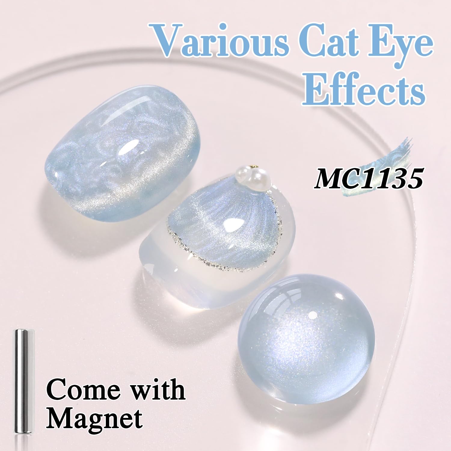 Double Rhythm 15ML Ice Glass Cat Eye Gel Polish with Magnet Holographic Glitter Shimmer Translucent Sheer Color Salon Soak Off Magnetic Nail at Home (Mermaid Blue-MC1135)-Velvo Beauty