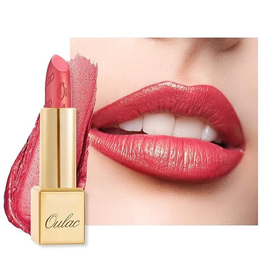 Oulac Glitter Lipstick for Women with Metallic 3D Shine Lightweight Hydrating Formula, High Impact Lip Color, Vegan Beauty, Full Coverage Lip Makeup, Christmas Gifts for Women, Viva La Vida(25)-Velvo Beauty