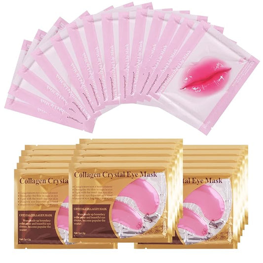 Lip Masks Sheet Moisturizing Crystal Collagen Pink Under Eye Mask Gel Anti-Aging Eye Patches Dark Circle Remover 30 Packs with Box,Pink-Velvo Beauty