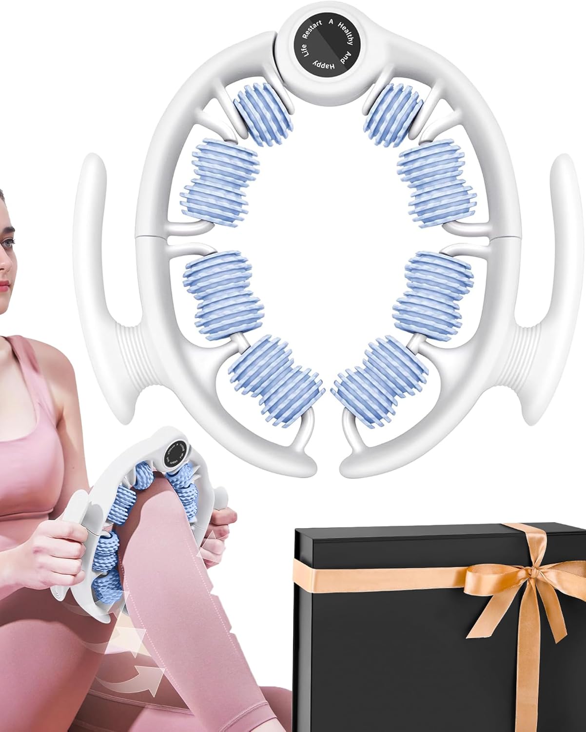 Anti Cellulite Roller & Lymphatic Drainage Massager | Fascia Blaster for Contoured & Smoother Skin | Tool for Sore Arms, Legs, Stomach & Buttocks (Blue)-Velvo Beauty