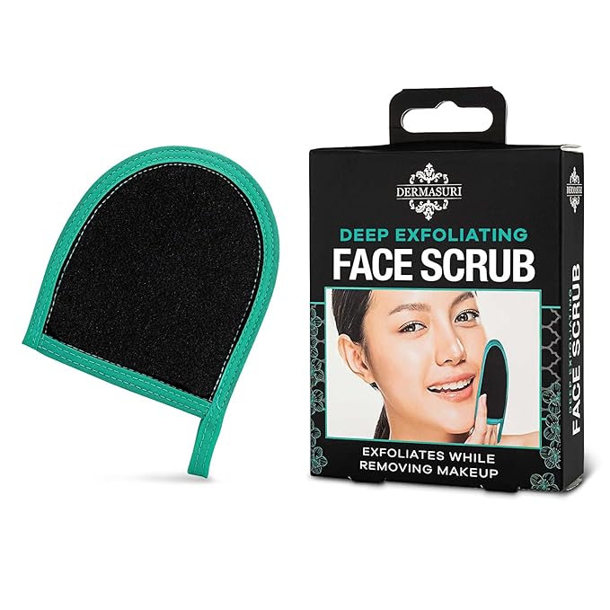 Dermasuri Deep Exfoliating Face Mitt - Scrubber, Dead and Dry Skin Remover for Men and Women - Exfoliator Gloves for Shower and Dry Use - ( 1 Pack)-Velvo Beauty