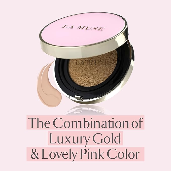 LA MUSE Complexion Correcting-Korean Cushion Foundation(2 Packs) | No Makeup Look, Daily Korean Makeup Foundation, Comfortable Wear | Natural Tone-Up Effect, Light to Medium Tones | For All Skin Types-Velvo Beauty