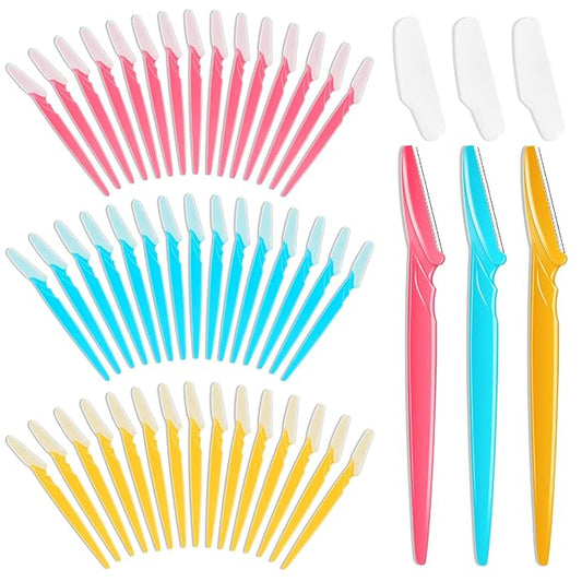 NICEMOVIC 66 Pcs Dermaplane Razor for Women Face, Eyebrow Razors and Face Razors for Women and Men, Multipurpose Facial and Eyebrow Hair Trimmer and Shaver with Precision Cover (3 Colors)-Velvo Beauty