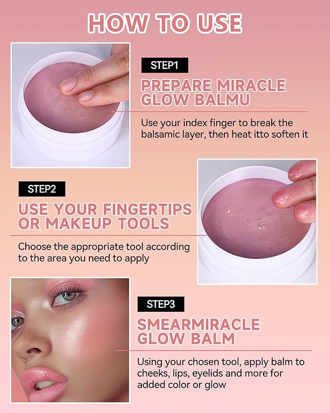 Multi Glow Balm,Miracle Glow Balm Tinted Face Creamy Blush for Cheeks Lip Eye,Hydrating Lightweight & Blendable Color,Shimmer Blusher Facial Makeup,Mother's Day Gift for Women Girl -03 Sheer Pink-Velvo Beauty