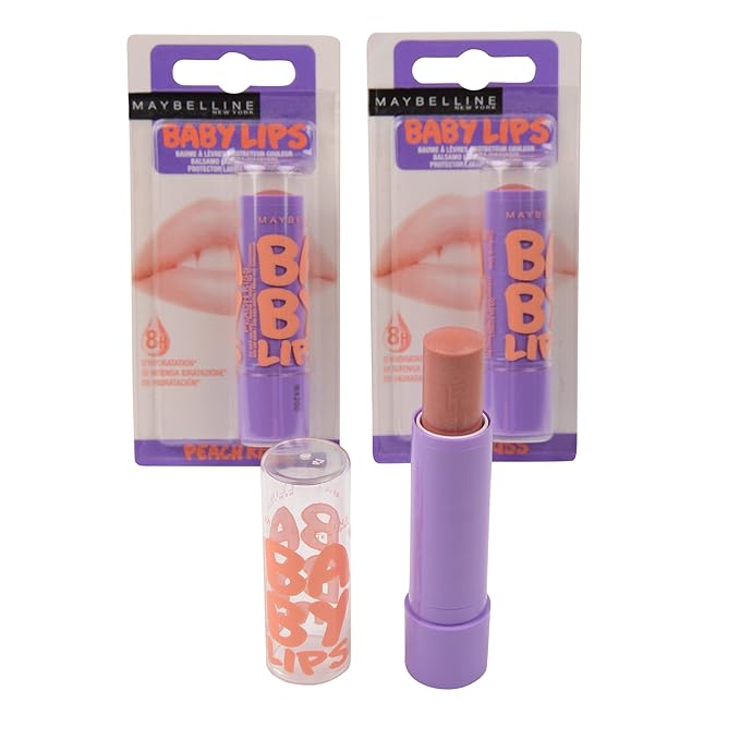 Maybelline Baby Lips Moisturizing Lip Balm SPF 20, Peach Kiss 0.15 oz (Pack of 2)-Velvo Beauty