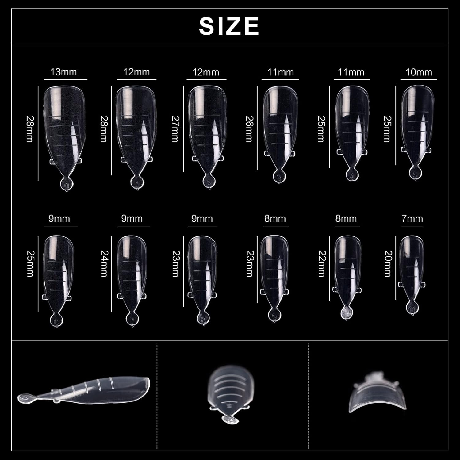 KADS 120PCS Clear Full Cover Dual Nail System Form UV Gel Acrylic Nail Art Mold Artificial Nail Tips with Scale for Extension (MODEL 9)-Velvo Beauty