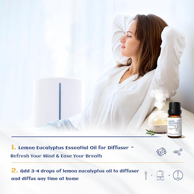 HIQILI Lemon Eucalyptus Oil, for Spary, Diffuser, Indoors, Outdoors, Garden, Yard, 100% Pure Natural - 0.33 Fl Oz-Velvo Beauty