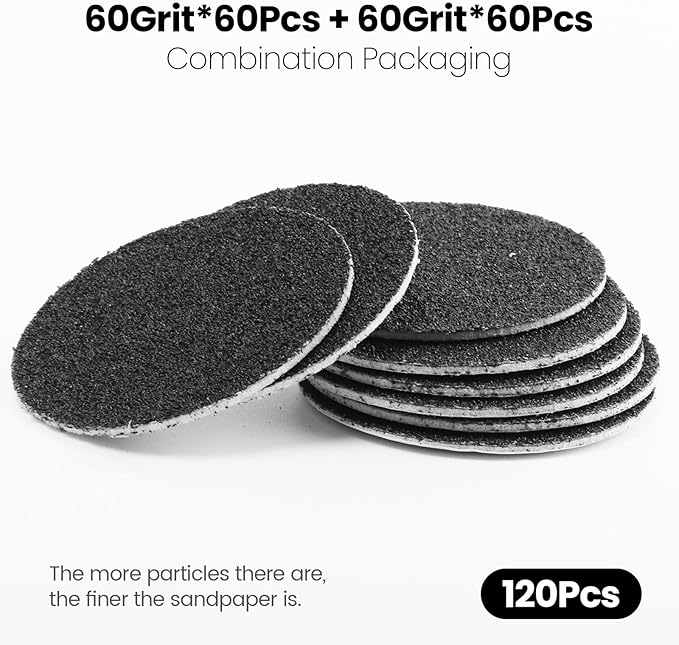 120pcs Replacement Sandpaper Refill Discs for Electric Foot File Callus Remover Tool for Men Women Dead Cracked Hard Skin (60 Grit+60 Grit)-Velvo Beauty