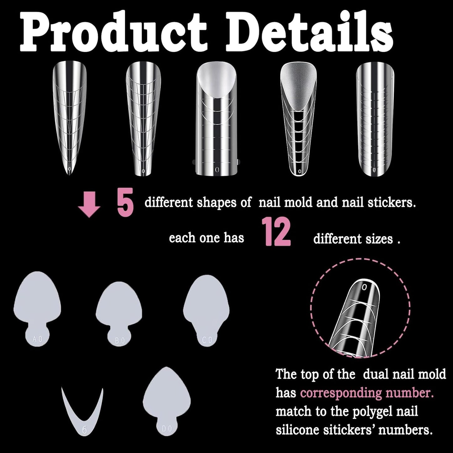 Allstarry 360pcs Nail Dual Forms, Silicone French Nail Forms for Poly Gel Nail Gel Extension Full Cover Acrylic Nail Tips 5 tpye nail form and Silicone Reusable Stickers for Nail Art Design-Velvo Beauty