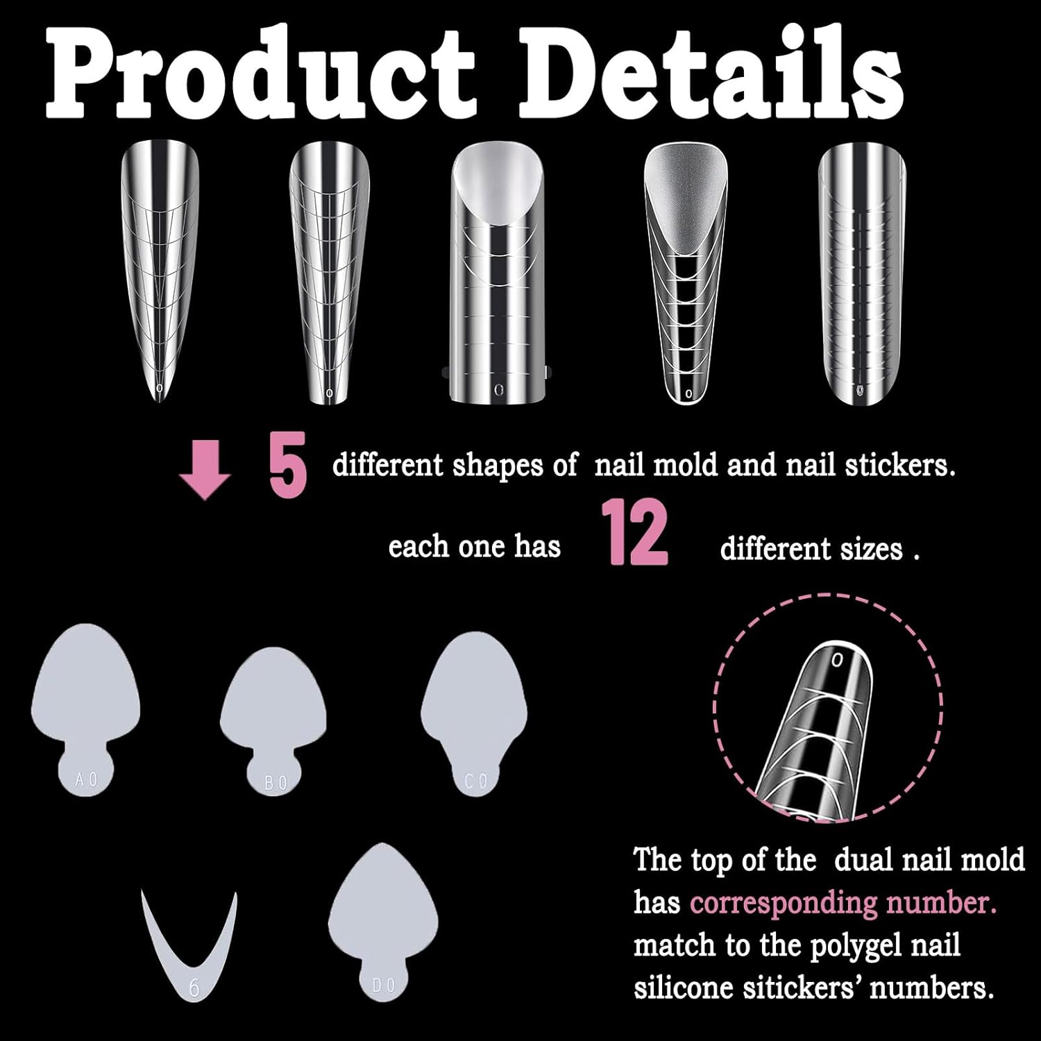Allstarry 360pcs Nail Dual Forms, Silicone French Nail Forms for Poly Gel Nail Gel Extension Full Cover Acrylic Nail Tips 5 tpye nail form and Silicone Reusable Stickers for Nail Art Design-Velvo Beauty
