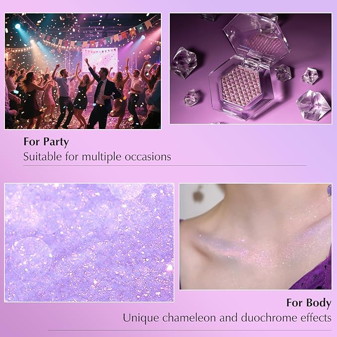 Blue Glitter Eyeshadow Palette, Multichrome Chameleon Cream to Powder Eye Shadow, Color Shifting Holographic Eyeshadow Shimmer Inner Corner Eye Brightener Highlighter Makeup-Velvo Beauty