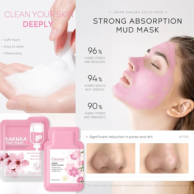 Skincare Set for Teenage Girls, Japan-Sakura Skin Care Products Set, Skin Care Sets & Kits, Cleanser, Toner, Serum, Cream, Sleep Mask,Eye Mask,Mud Mask,Lip Mask Beauty Products Daily Face Care 24PCS-Velvo Beauty