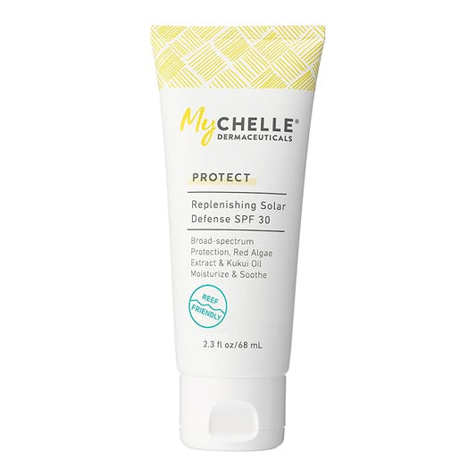 MyCHELLE Dermaceuticals Solar Defense SPF 30 (2.3 Fl Oz) - Moisturizing Reef Safe Sunscreen with Red Algae Extract and Kukui Oil - Travel Size Zinc Sunscreen for Face and Body-Velvo Beauty
