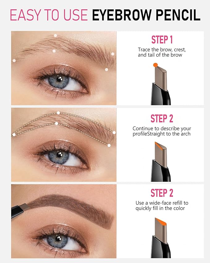 Eyebrow Pencils for Women - Waterproof, Dark Brown-Velvo Beauty