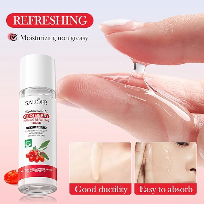 Goji Berry Skincare Sets, 6 In 1 Complete Facial Care Kit Antioxidant, Anti Aging Skin Care Set For Tighten, Lift & Reduce Wrinkles, Goji Berries Face Care Set For Women, Beauty Gift Set For Girls-Velvo Beauty